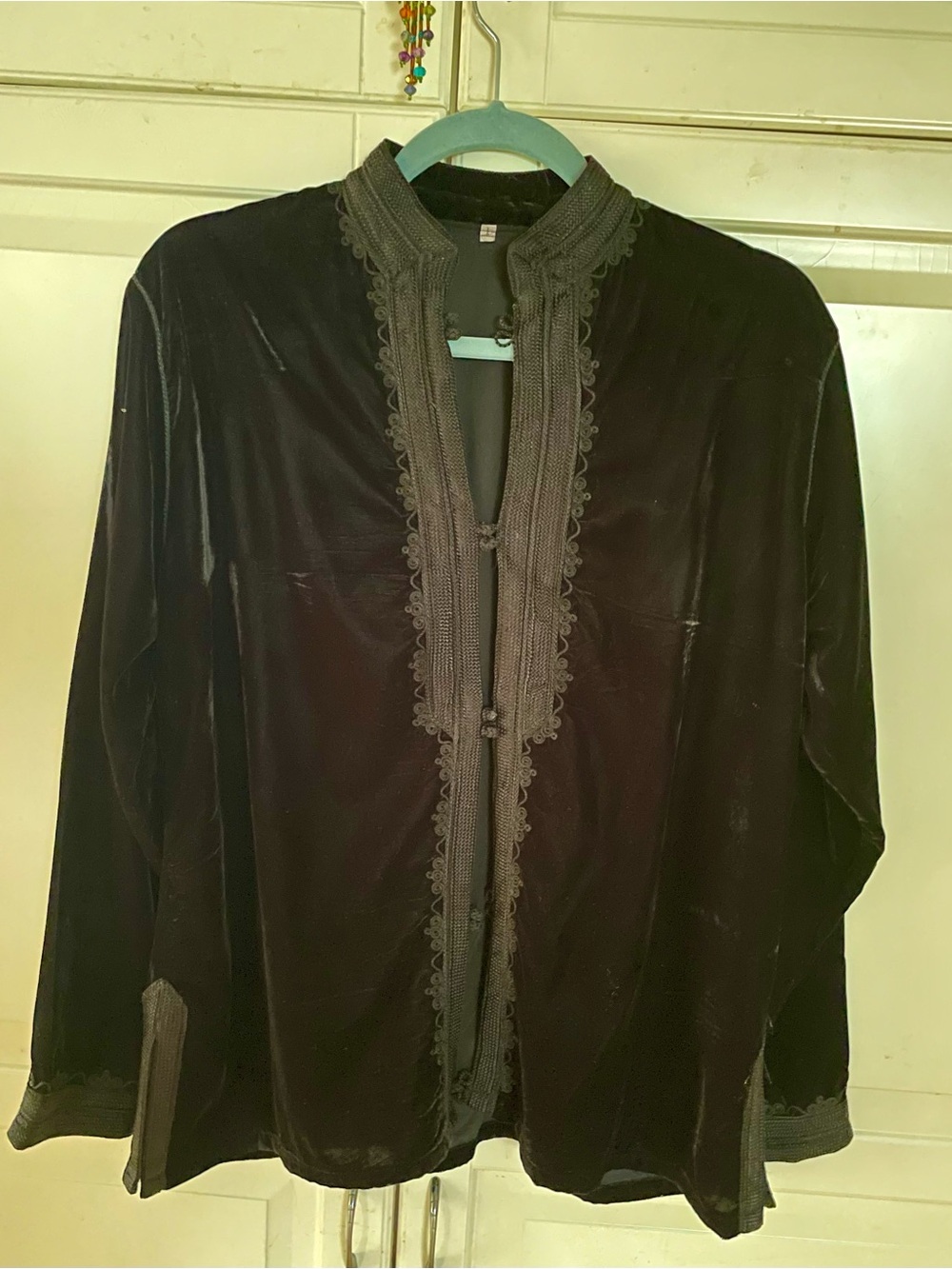 Moroccan black velvet jacket handcrafted Large